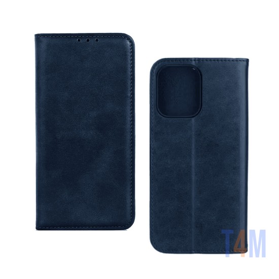 Leather Flip Cover with Internal Pocket for Apple iPhone 15 Pro Blue